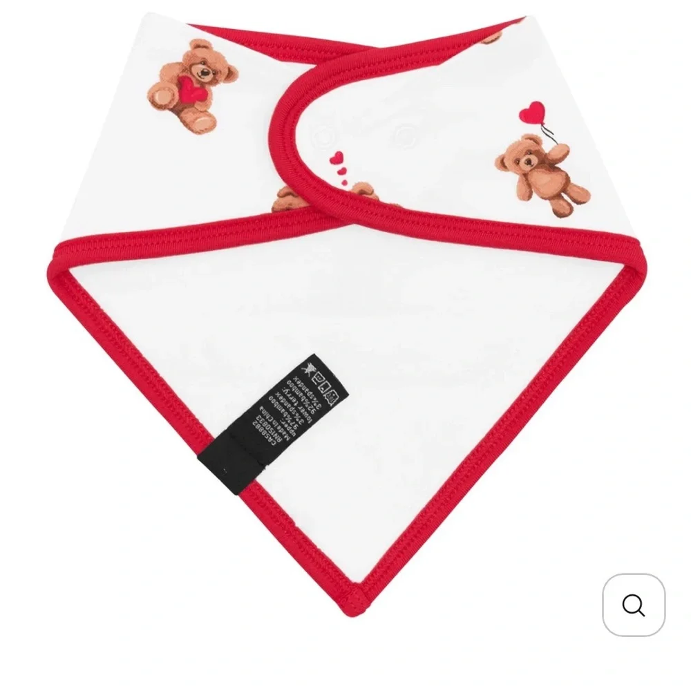 Kyte baby NWT- Teddy Bear Bandana Bib - White and Red